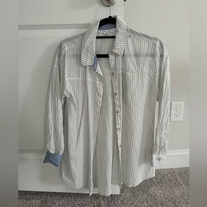 O’Neill Blue and White Button Down Top
